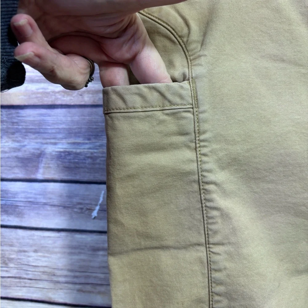 Toad & Co Earthworks Button Front Above Knee Skirt Pockets Khaki Gorp Size 4